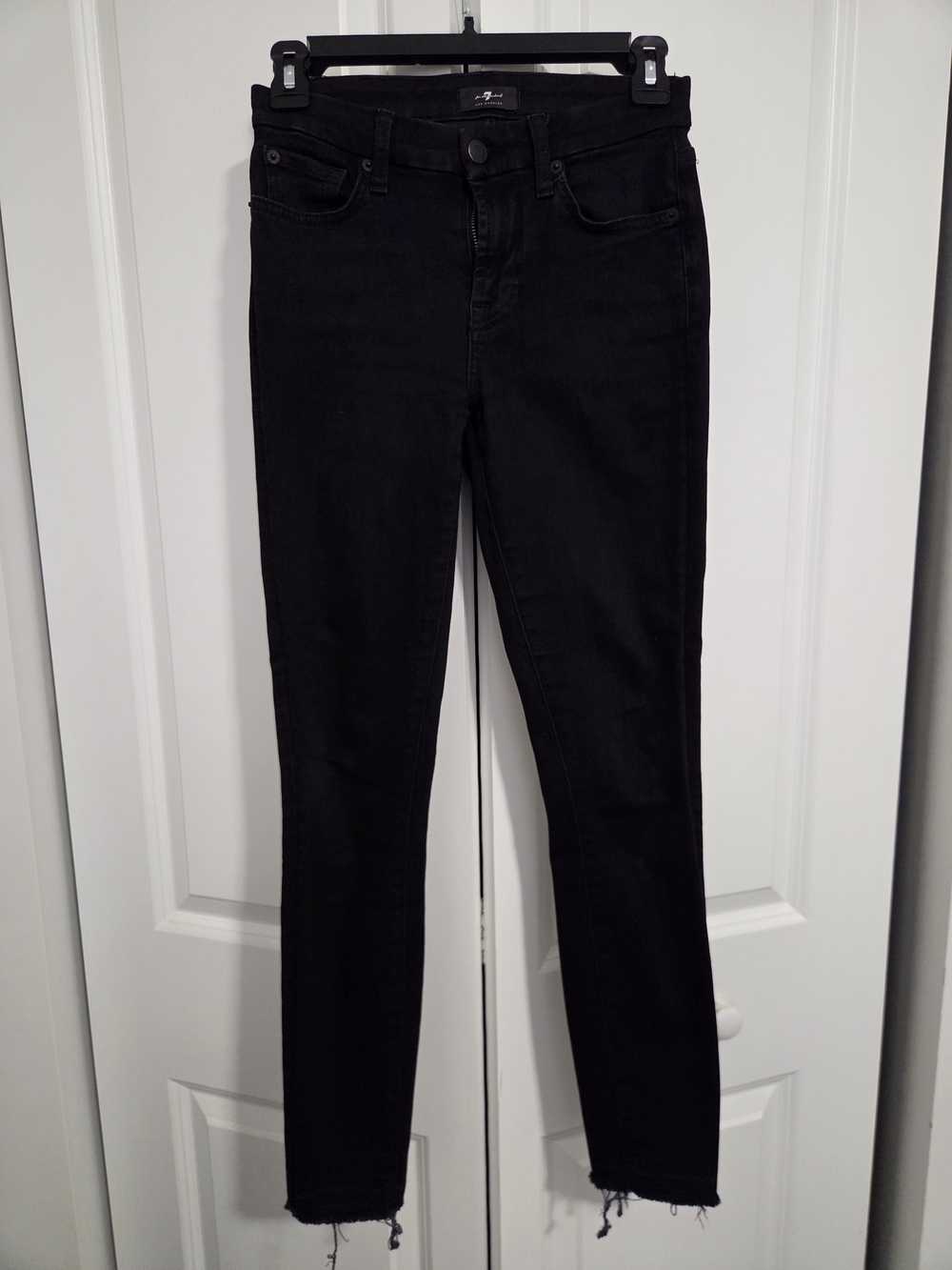 7 For All Mankind Black High-Rise Skinny Jeans
